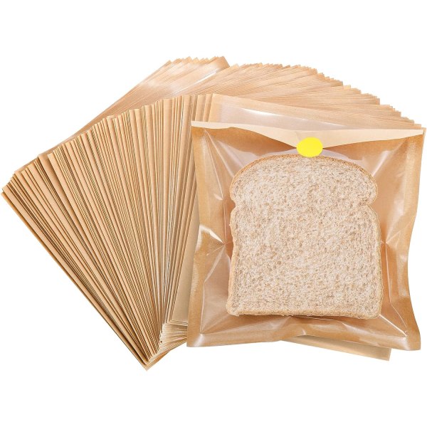 100 pakke (17,8 x 19,1 cm) brødposer af klart papir med vindue til Coo
