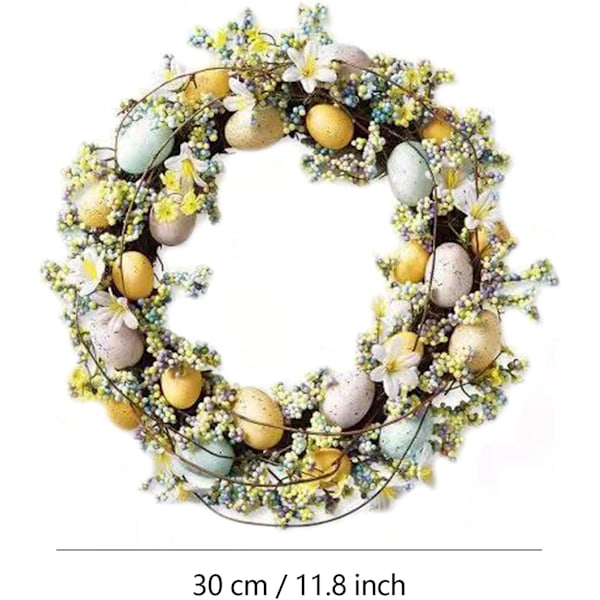 Påskkrans med ägg och blandade grenar vårblommor bärgirlang inredning ytterdörr dekoration lämplig för hemväggshängning