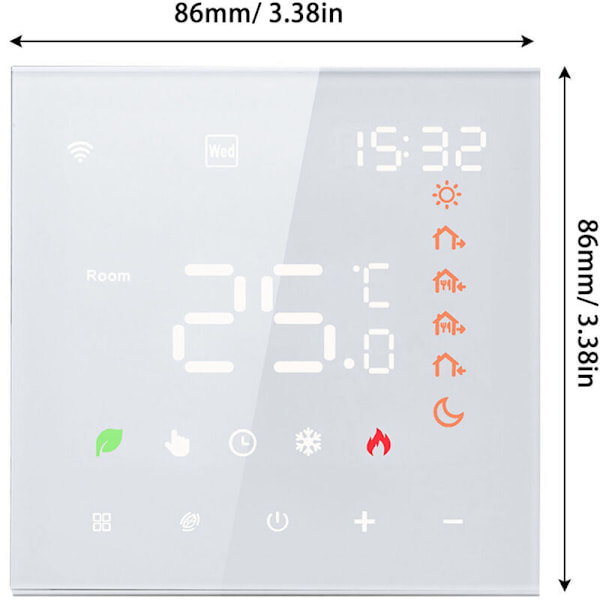 Digital Smart Veggtermostat for Elektrisk Oppvarming WiFi Stemmestyring 16A Digital Programmerbar Gulvvarme Termostat med Berørings LCD-Skjerm
