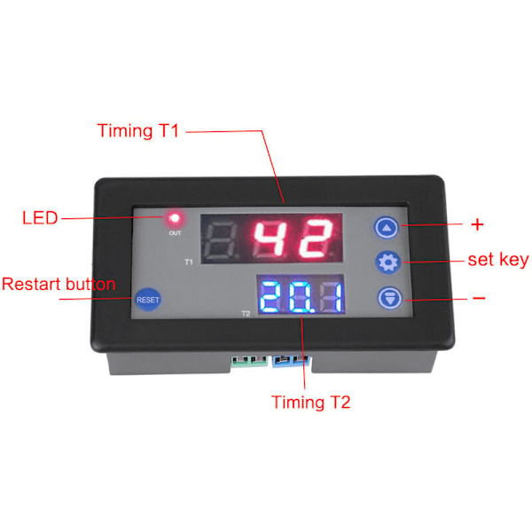 Dubbel digital LED Timer Cykeltimer