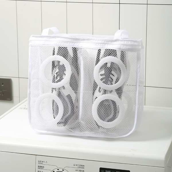 Vaskemaskin Skoveske Reise Sko Oppbevaringsposer Bærbar Mesh Vaskeripose Anti-deformasjon Beskyttelse Klær 32*38CM