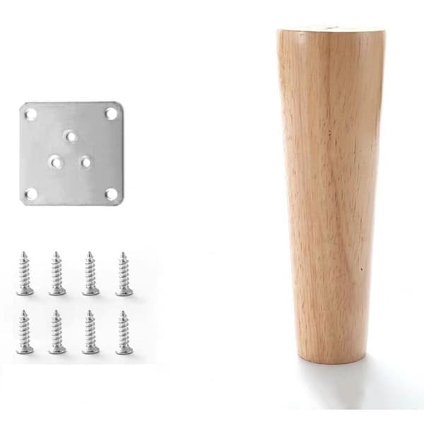 Sett med 4 massive sofabein, møbelbein til lenestol, nattbord, garderobe, skuff (høyde 15 cm)