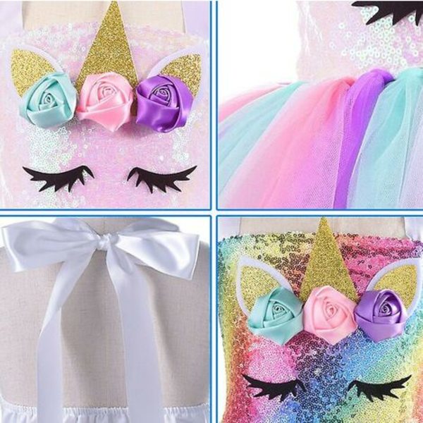 Tyttöjen yksisarvinen puku Led-valot yksisarvinen tutu mekko, Halloween-juhla-asu - väri4 90-100cm，HANBING