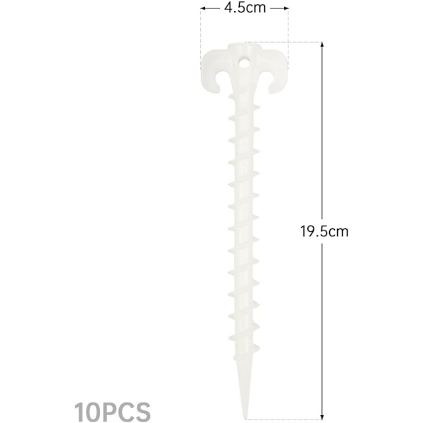 20cm Skrue Plast Teltstifter (10stk) Selvlysende Jordanker