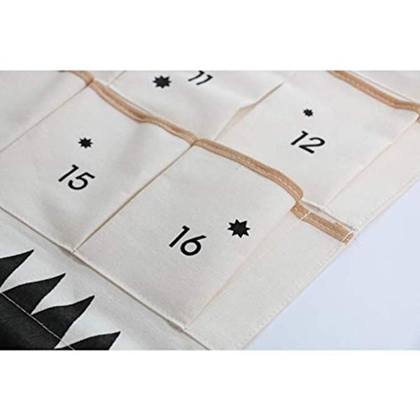 24 Lomme Stof Julekalender Hængende Ornament (Sort)