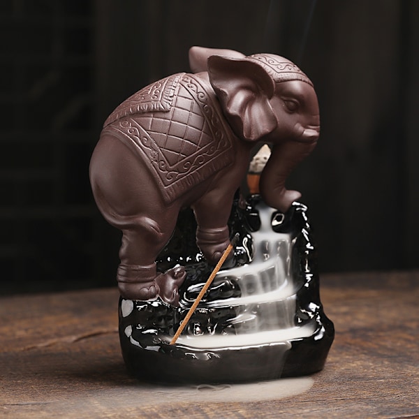 Elefant Statuette Tilbageflydende Røgelsebrænder, Røgelsebrænder, Elegant Røgelsekegle Hjemmeduft Til Afspænding og Stressreduktion