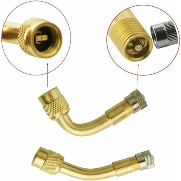 4 kpl ammattimainen rengasventtiilin jatkosovitin sarja, rengasventtiilin varren jatke, rengasventtiilin kyynärpää jatke, autoon, kuorma-autoon, moottoripyörään, polkupyörään (90°, 135°)