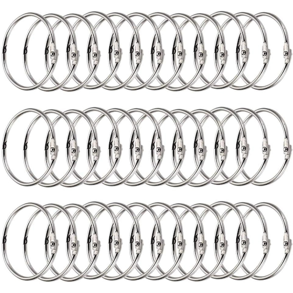 Bogringe, Bindeled, 100 stk. Metalringe Notesbog Nøgleringe Hængselringe til Albummer Scrapbøger Metalbruser(25mm)