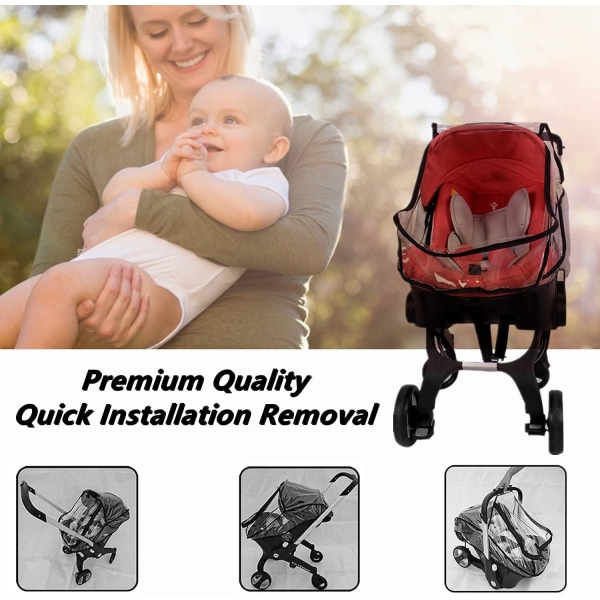 Baby Stroller Carrier Rain Cover Kompatibel med Stroller  Catseat, Stroller Travel Raincover Tilbehør, Infant Pushchair Buggy Ventilert Regn Vær