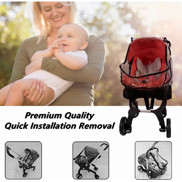 Babyskydd för barnvagn, regnskydd kompatibelt med barnvagn Catseat, barnvagnstillbehör för resor, regnskydd för spädbarnsvagn, ventilerat regnskydd