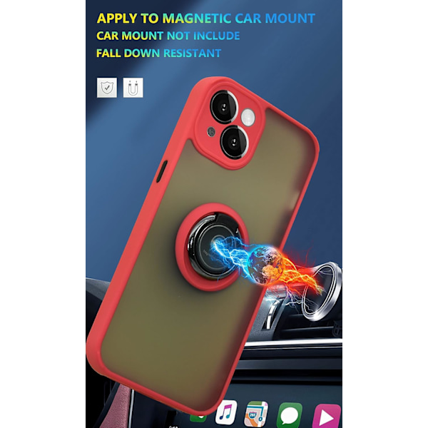 Designad för iPhone 13 Repskyddande, Anti-Fingeravtryck, Inbyggd 360° Svängbar Ring Stark Magnetisk Biltelefonhållare för iPhone 13 6.1 tum Kvinna