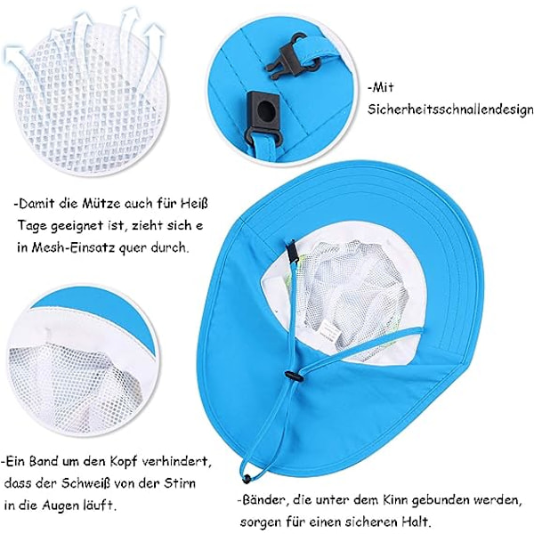 Egnet til børn i alderen 2-6 år - Baby sommerhatte pige dreng barn kasket UV beskyttelse solhat til småbørn strand vandretur kasket