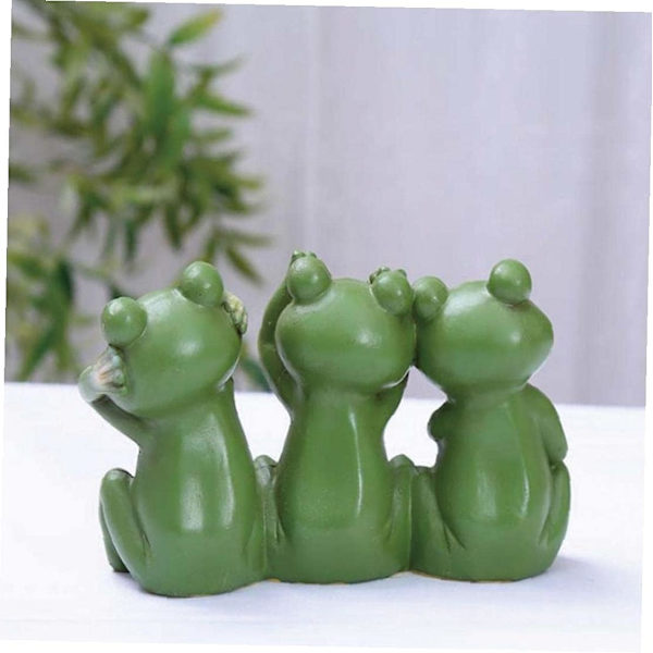 Frøstatue Miniature Fe Have Statue Frø Figur Resin Håndværk Ornament Dekoration til Plæne Blomsterpotte-Skulptur Vedhæng