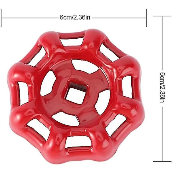 6 stk. Tappehåndtak Ventil Stch Håndtak, Erstatnings Håndhjul Portventil, Rød 6 * 6cm