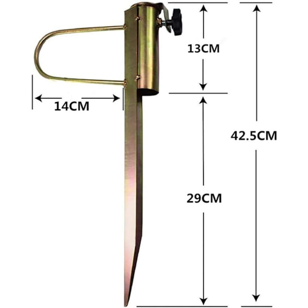Strandparasol Stativ, Robust Metal Stativ, Jordindstik, Flagstang, Sand/Græs Stativ, Ankerpæl til Terrasseparasol, Flagstang, Fiskespind
