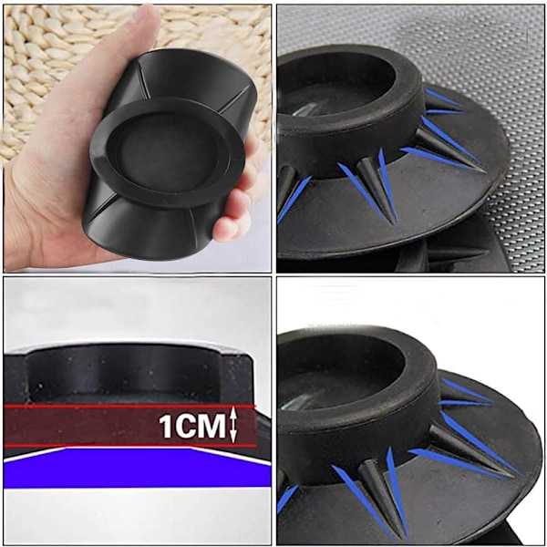 4 st tvättmaskinsfotdynor Anti-vibration matta Gummi Anti-vibration dämpande dynor Torktumlare Anti-vibration matta Svart