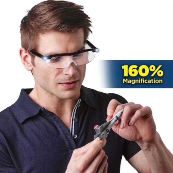 Læsebriller, Forstørrelsesglas 2 LED-lys, Læseforstørrelse