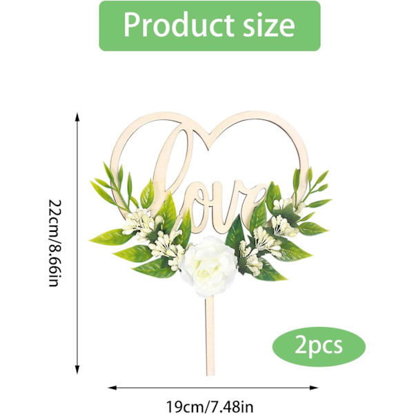 2 stk hjerte bryllup kake topper fest tre hjerte kjærlighet kake topper bursdag kake topper hjerte bokstav kjærlighet kake topper dekorasjon kake tilbehør