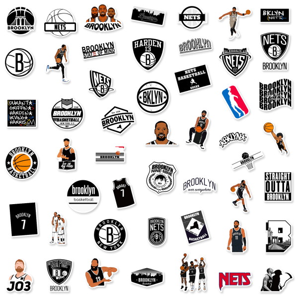 50 stk. NBA Combo Series Basketball-klistremerker for vannflasker, drikkebeger, bagasje, skateboard, støtfanger, utklippsbok, kopp, gaveklistremerker for barn, tenåringer og voksne