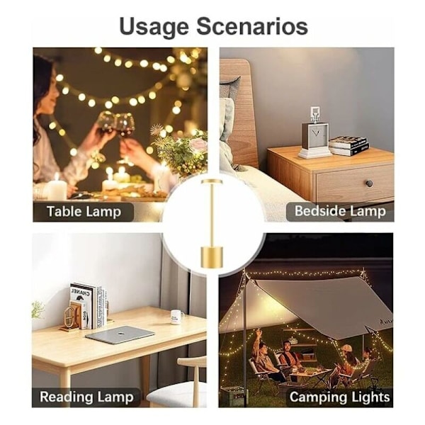 LED Bordslampa, Sladdlös Uppladdningsbar, 1800mAh Batteridriven Modern Lampa, 3 Färgtemperaturer, för Sängbord, Camping, Inomhus, Utomhus, Uteplats, Vila
