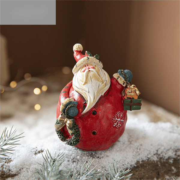 1 stk. Bordplade Malet Resin Julemand Ornament Julepynt