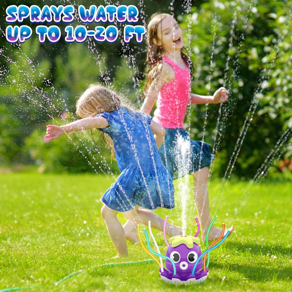 Barn och småbarn utomhus spray sprinkler, sommar utomhusleksaker trädgårdsspel med 8 oscillerande rör, ansluts till trädgårdsslang Splash Fun Toys för