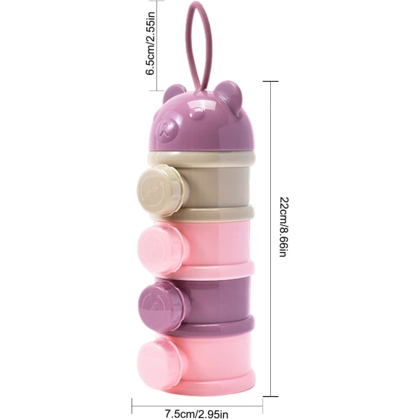 Lilla - formelk dispenser, 4 rom formelk dispenser, stabelbar formelk dispenser, bærbar baby formelk dispenser