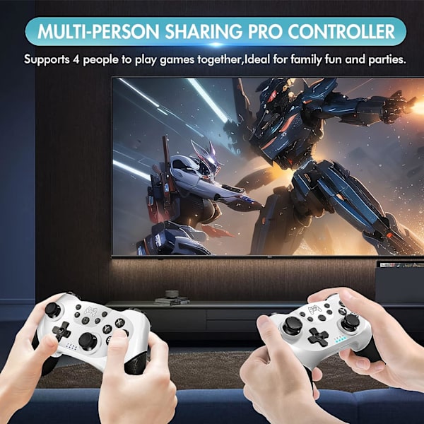Switch Controller, Trådløs Pro Controller til Switch/Switch Lite/Switch OLED med Wake-up, Turbo og Gyro-akse (Hvid+Sort)
