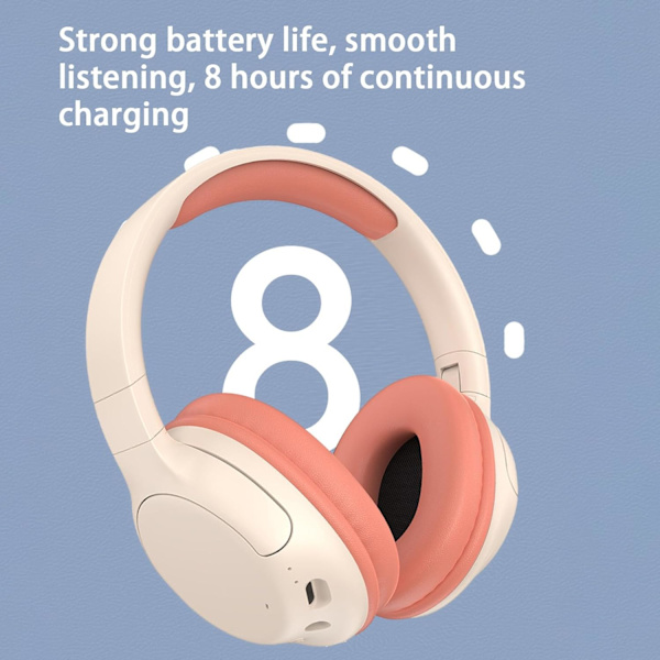 Trådlöst Bluetooth-spelheadset med mikrofon, aktiv brusreducering, all-inclusive öronmuffar och lång batteritid (orange rosa)