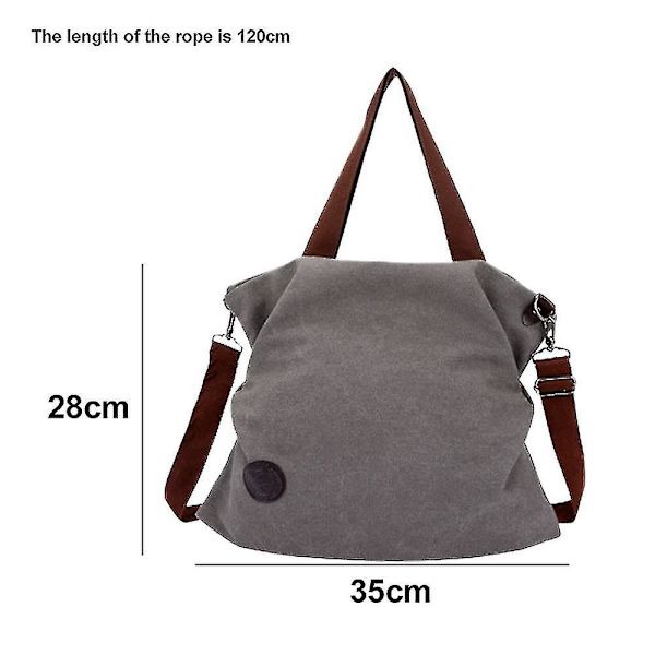 Canvas Messenger Bag Axelväska, Grå Fritid Mode Konstnärlig Canvas Väska
