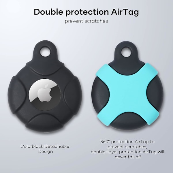 AirTag-suojakuori, 2 kpl: Vedenkestävä silikoninen suojakotelo AirTagille, kannettava AirTag-avaimenperä, naarmuuntumaton AirTag-suojakuori