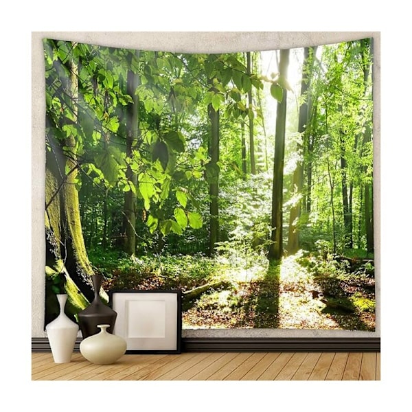 200 x 150cm Dekorativt Skogsteppe for Vegg, Naturlig Landskap for Soverom Stue Hybel