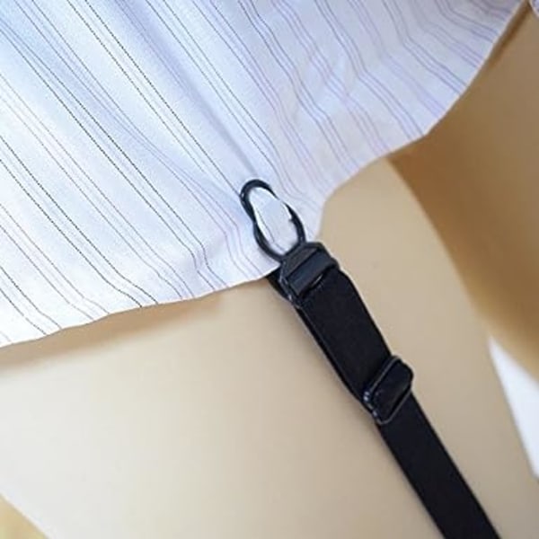 Herrar skjorta och strumpa klämmor justerbar längd svart 2-pack