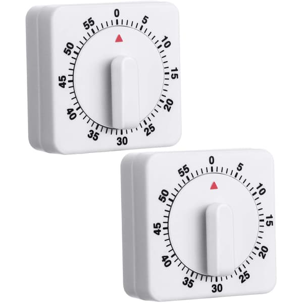 2 st 60 minuters kökstimer 1 timmes visuell köksklocktimer Mini nedräkningstimer Hög mekanisk timer för kök, läxor, träning