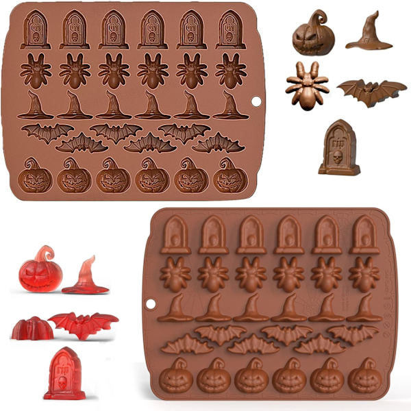 Halloween Chokoladeform Græskar Flagermus Edderkop Silikone Fondantform Kage Dekoration Slik Gele Pastry Muffin Budding Dessert Bageform Halloween Pa