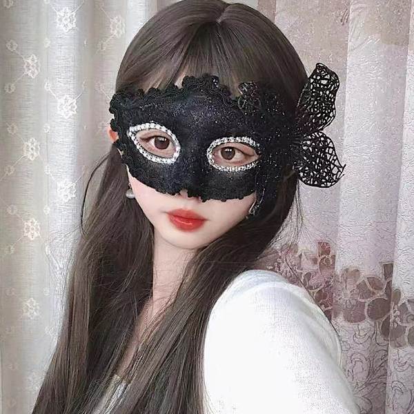 Vit 1 st venetiansk mask par maskerad mask kvinnlig mask spets maskerad karneval fest kostym bal