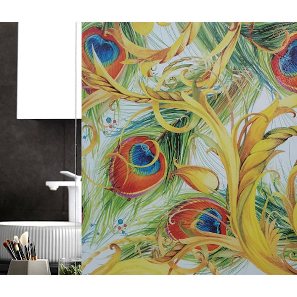 Lasinen koriste 200 x 30cm itseliimautuva värillinen huurrettu lasi elektrostatiikka wc anti-peilikalvo ikkunan aurinkosuoja eristävä kalvo, Peacock Ope