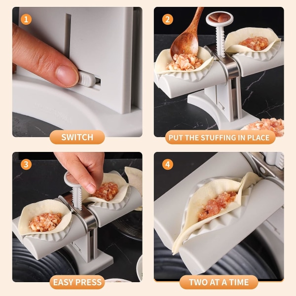 Wonton-former, rustfritt stål dobbelthode automatisk wonton-maskin, enkle dumplings-maskinverktøy