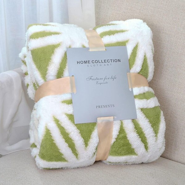 King Size Fleece Tæppe Alsidigt Blødt Ekstra Stort til Seng Sofa (Frugtgrøn, 130 x 160)