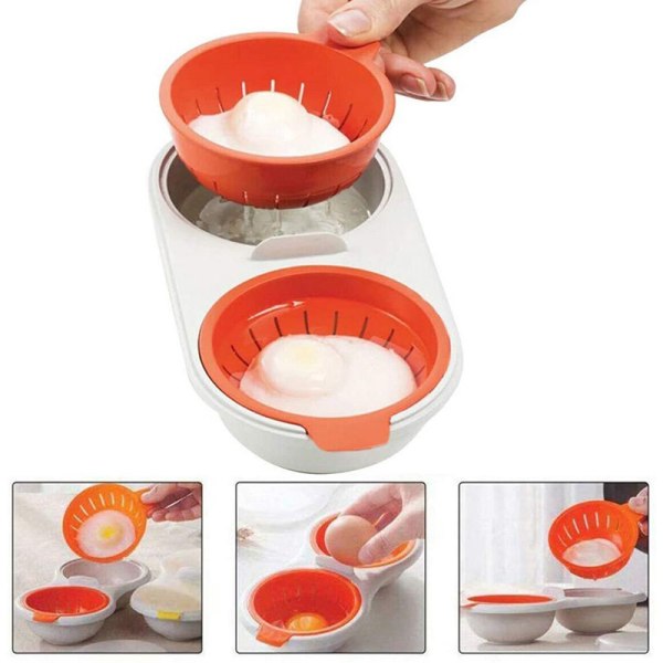 Orange Form Äggkokare Kopp, Avlopp Äggkokare, Dubbel Kopp Äggkokare Äggkokare Köks Gadget