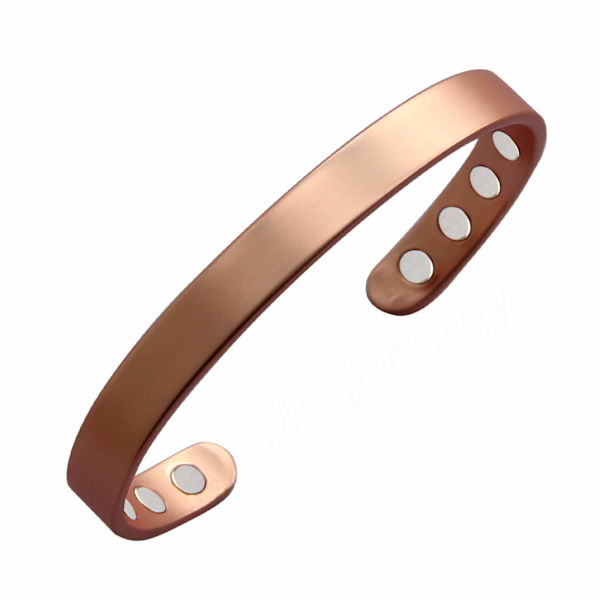 Massivt koppararmband justerbart med 8 magneter (bronsfinish) Passar män och kvinnor