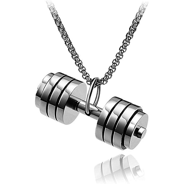 Dumbbell Fitness Halskjede Hengerkjede For Venner Menn Rustfritt Stål Farge