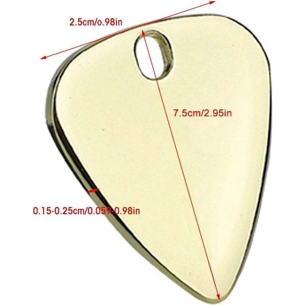 Guld - 5 högkvalitativa metallgitarrplektrumtillbehör för akustisk, bas eller elgitarr.