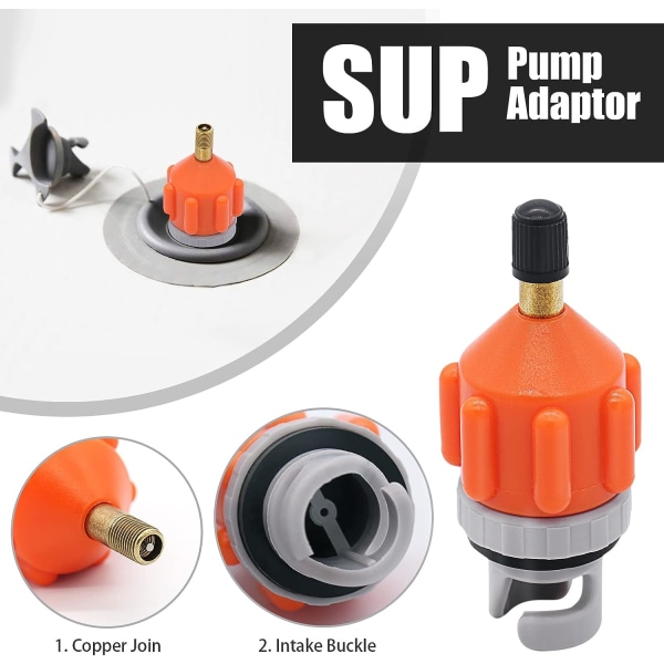 2PACK Uppblåsbar Stand Up Paddleboard Pump Adapter -Universal Standard Schrader Luftventil Adapter Pumpning Huvudkontakt Konverter för Uppblåsning Boa