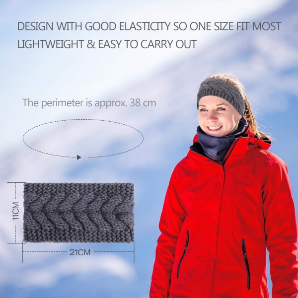 grå-Women Winter Pannband Twisted Wool Pannband Ear Muff Hair Co