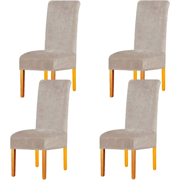 Sammetsstolsöverdrag, stretchigt spandex med elastiskt band, stort sammetsstolsöverdrag för damer till restaurang, hotell, fest, bankett (kamel, 4-pack(M))