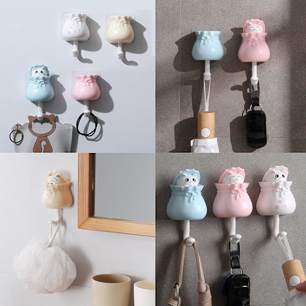 4 kappaletta eläinten seinäkoukkuja, lasten liimakoukku, lasten pyyhekuivauskoukku, lasten koristeelliset liimakoukut takille, pyyhkeelle, avaimille, laukuille, hatuille