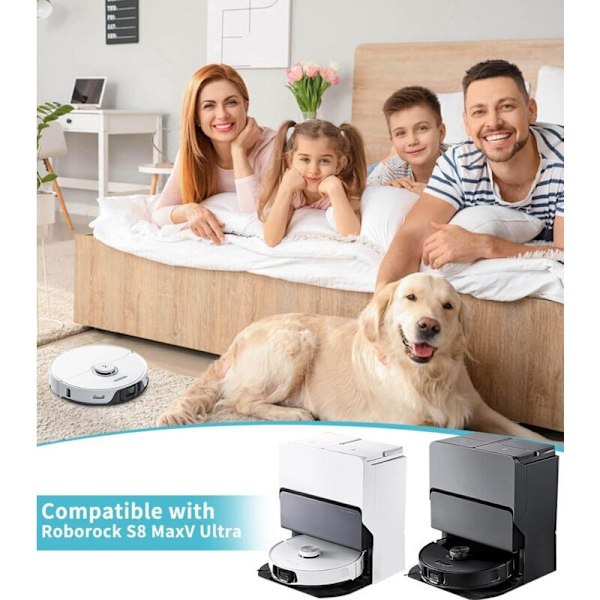 Sæt med 26 tilbehørsdele kompatibelt med Roborock S8 Maxv Ultra, 2 hovedbørster, 4 HEPA-filtre, 4 rengøringsklude, 4 sideklude, 6 sidebørster, 4 støvposer
