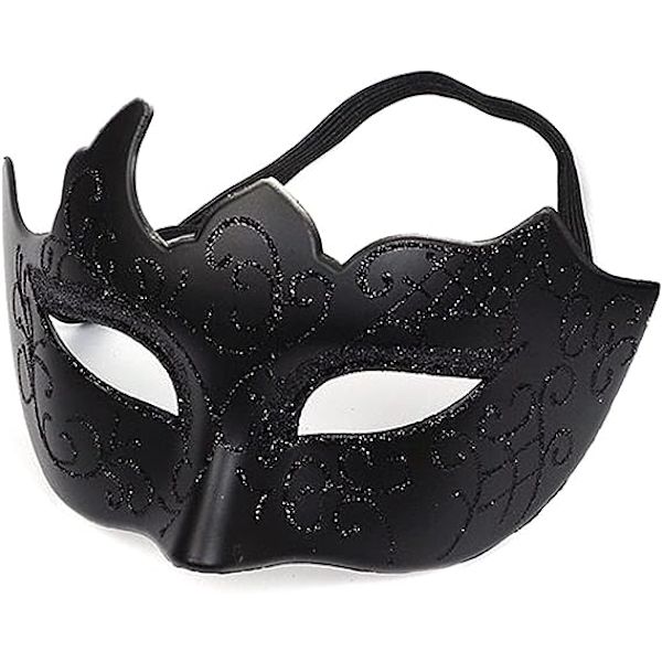 Svart - Venetiansk mask, maskeradmask, venetiansk mask för cosplay, karneval, temafester, för män och kvinnor.
