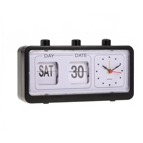 Mekaaninen herätyskello Uutuus Flip Clock pöytätietokoneen digitaalinen kello kalenterikellolla kodin sisustus Retro sisustus, musta